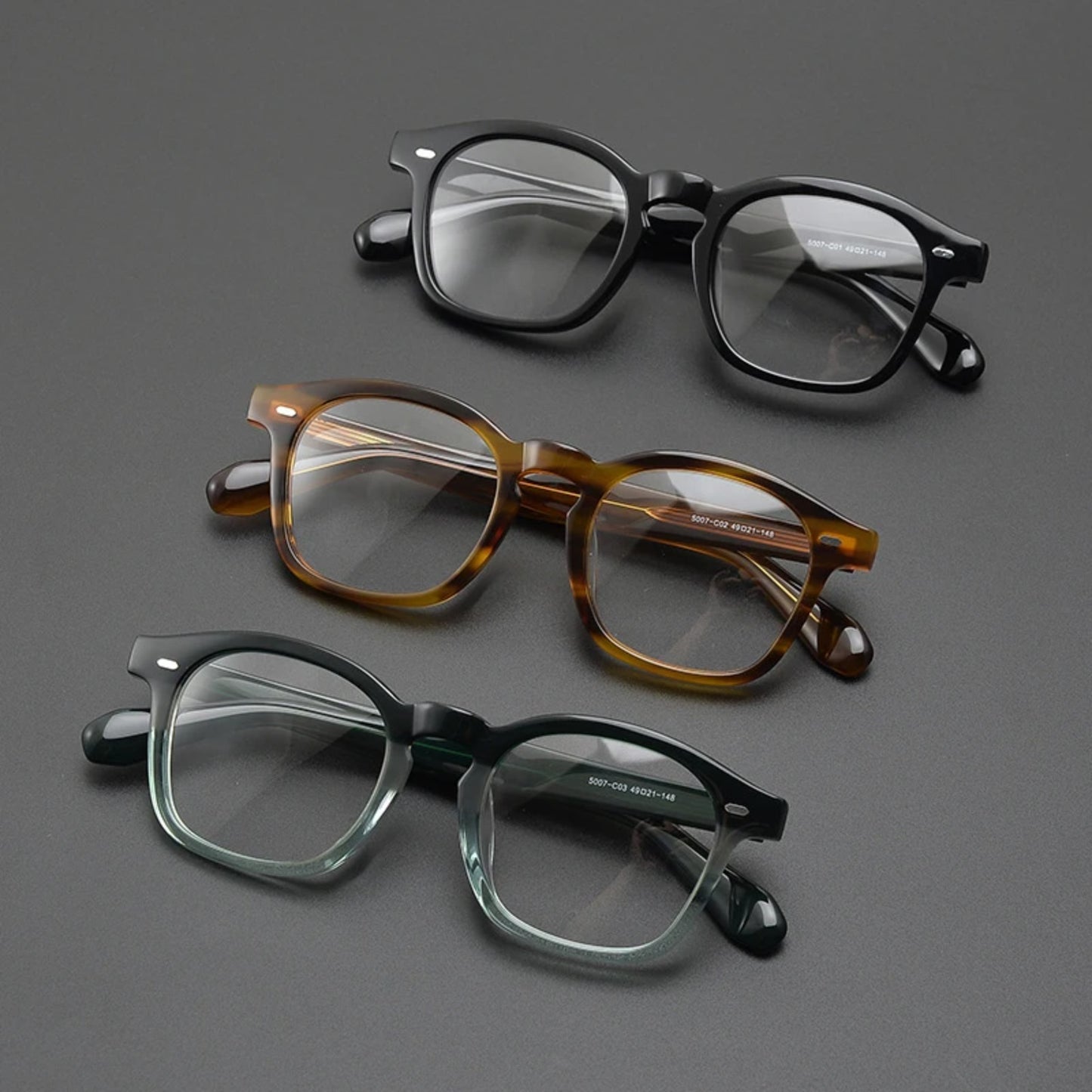 Acetate Amber Square Eyeglasses