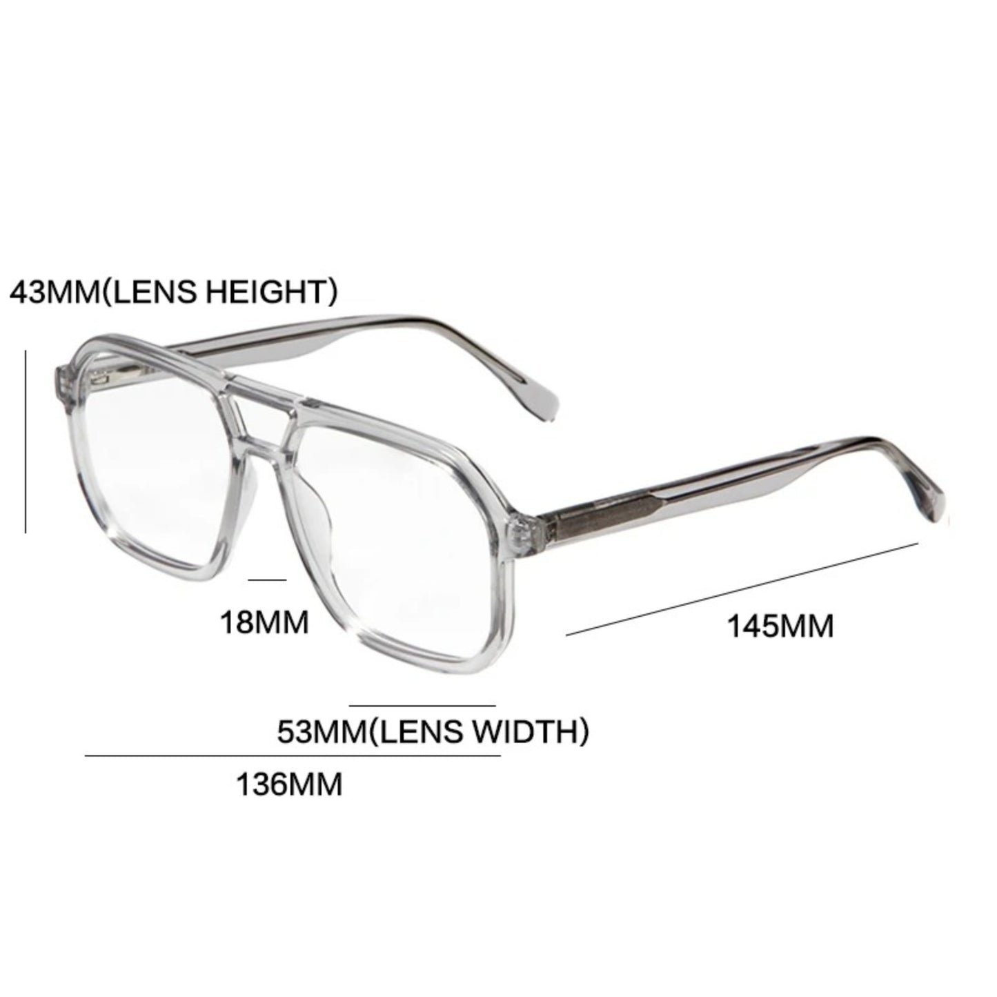 Acetate Double-Bridge Pilot Eyeglasses