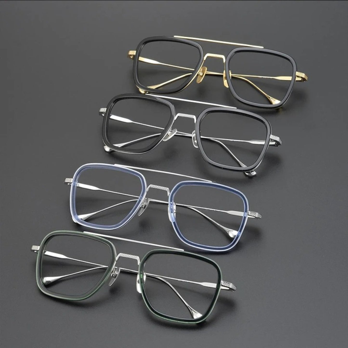 Titanium Acetate Bold Square Prescription Eyeglasses