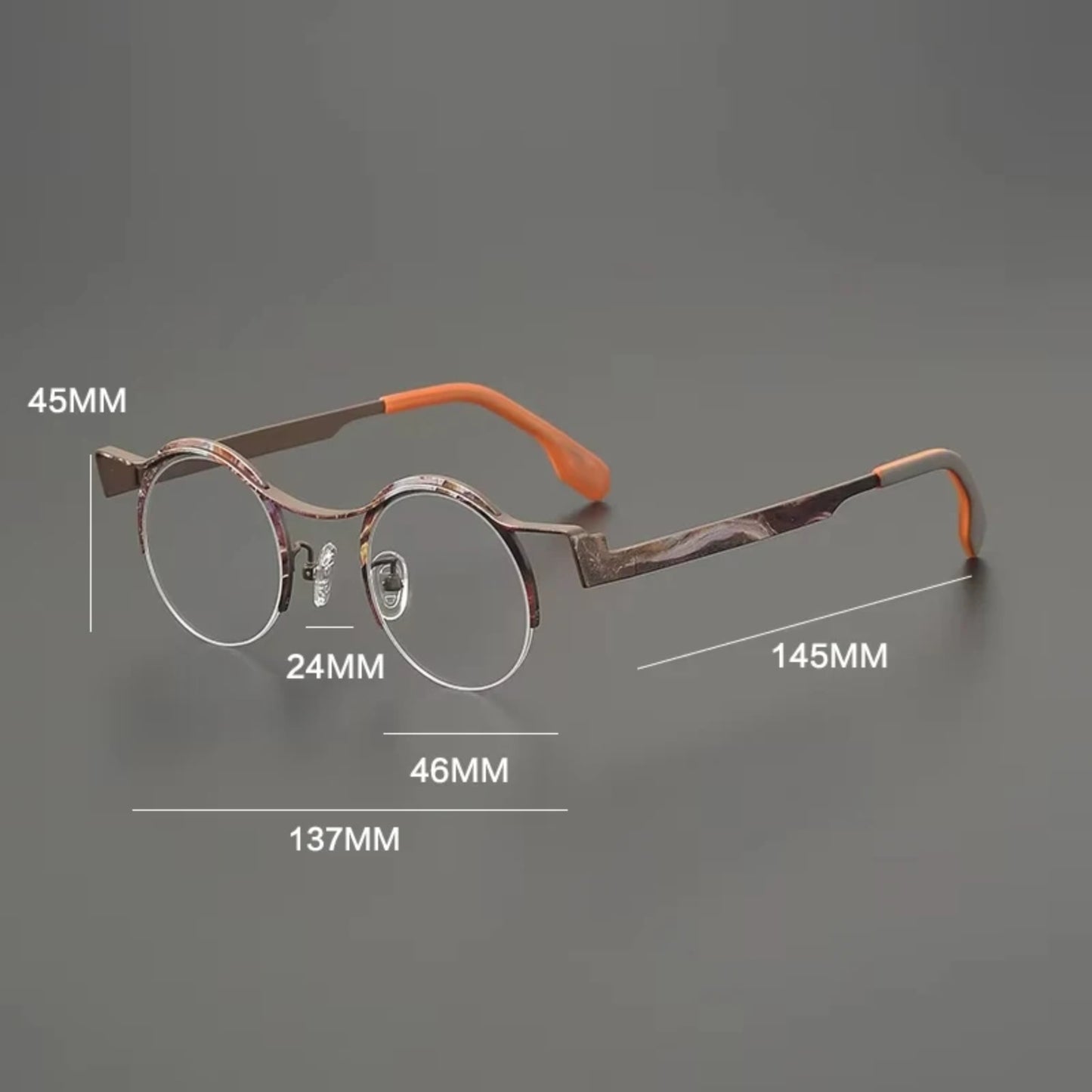 Titanium Artistic Round Prescription Eyeglasses