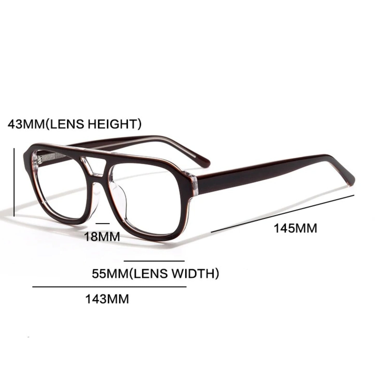 Acetate Tortoise Double-Bridge Pilot Prescription Eyeglasses
