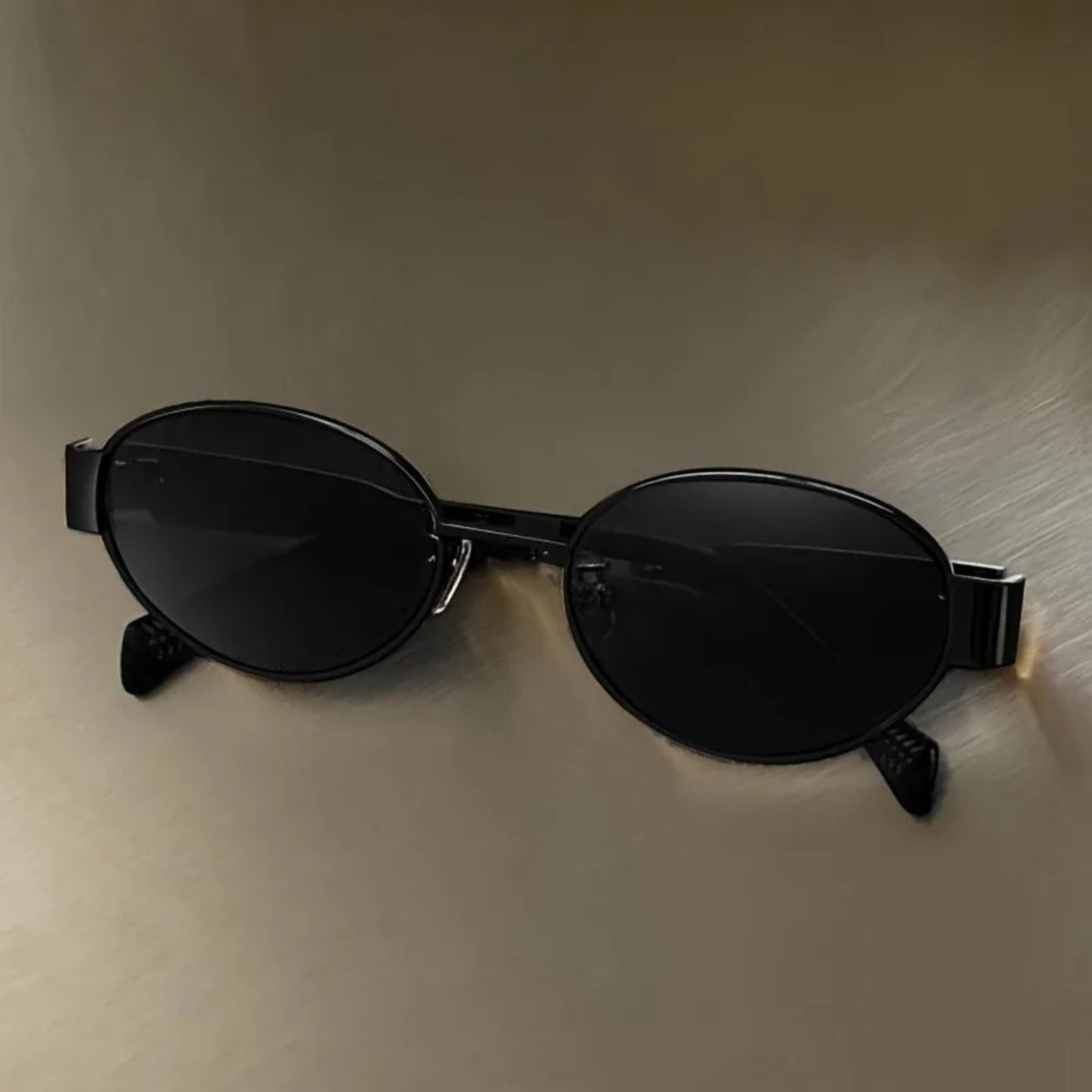 Alloy Gold Oval UV400 Sunglasses
