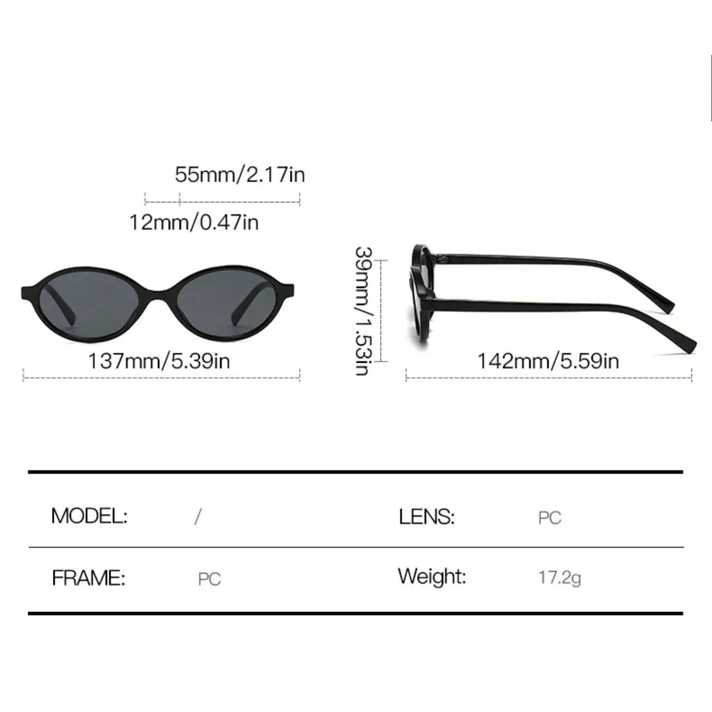 Polycarbonate Small Oval UV400 Sunglasses