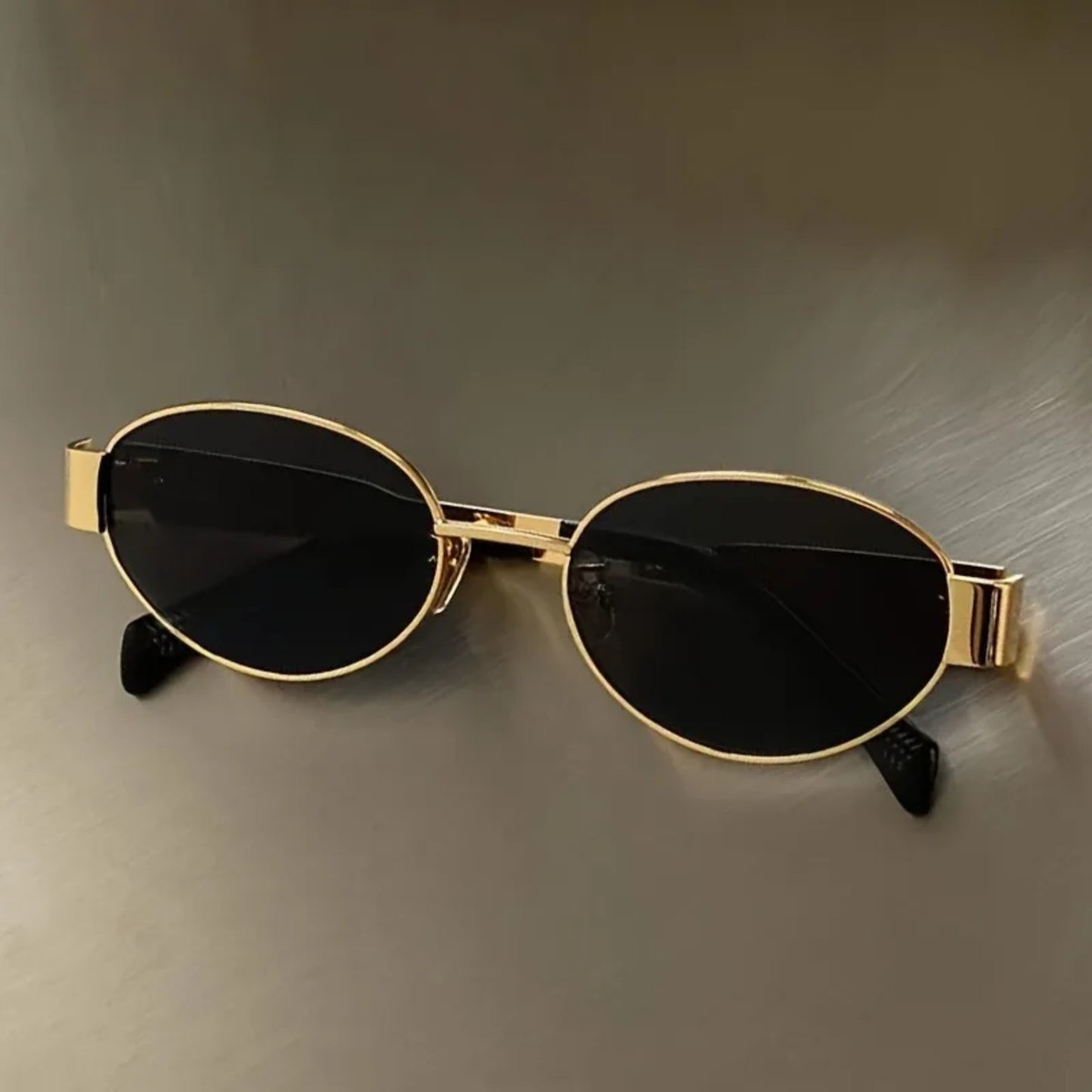 Alloy Gold Oval UV400 Sunglasses