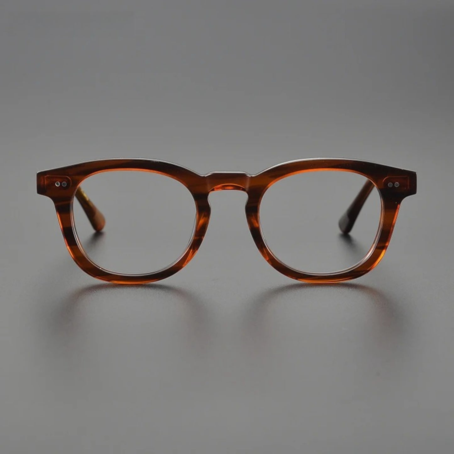 Acetate Amber Round Prescription Eyeglasses