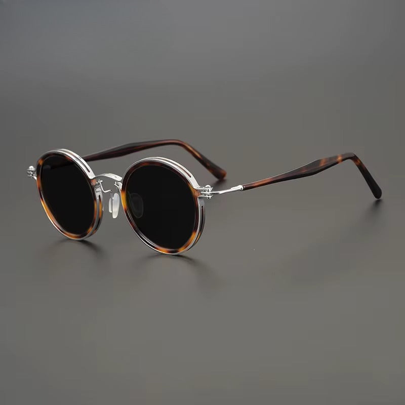 Vintage Round Polarised Sunglasses with UV400 Protection and Titanium Detail
