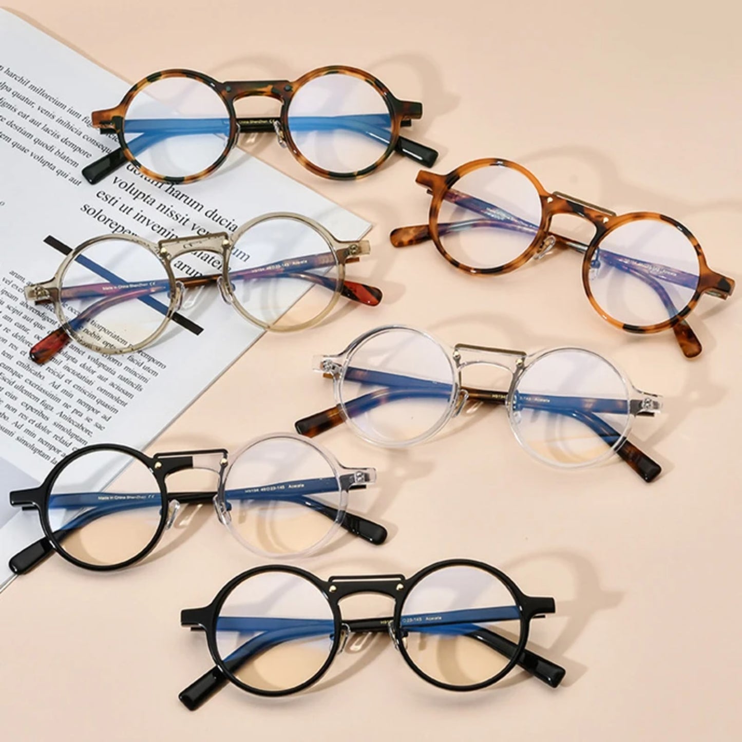 Acetate Mosaic Round Eyeglasses