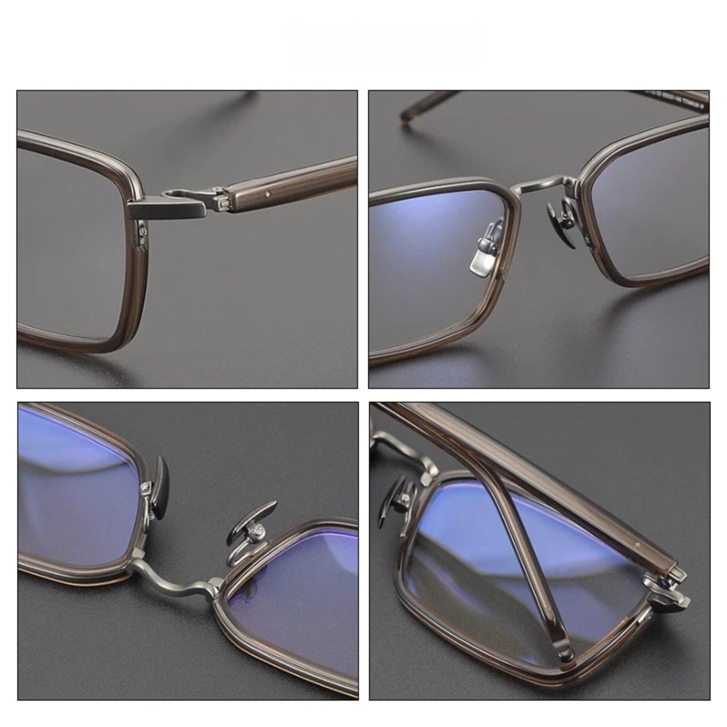 Titanium Acetate Browline Square Prescription Eyeglasses