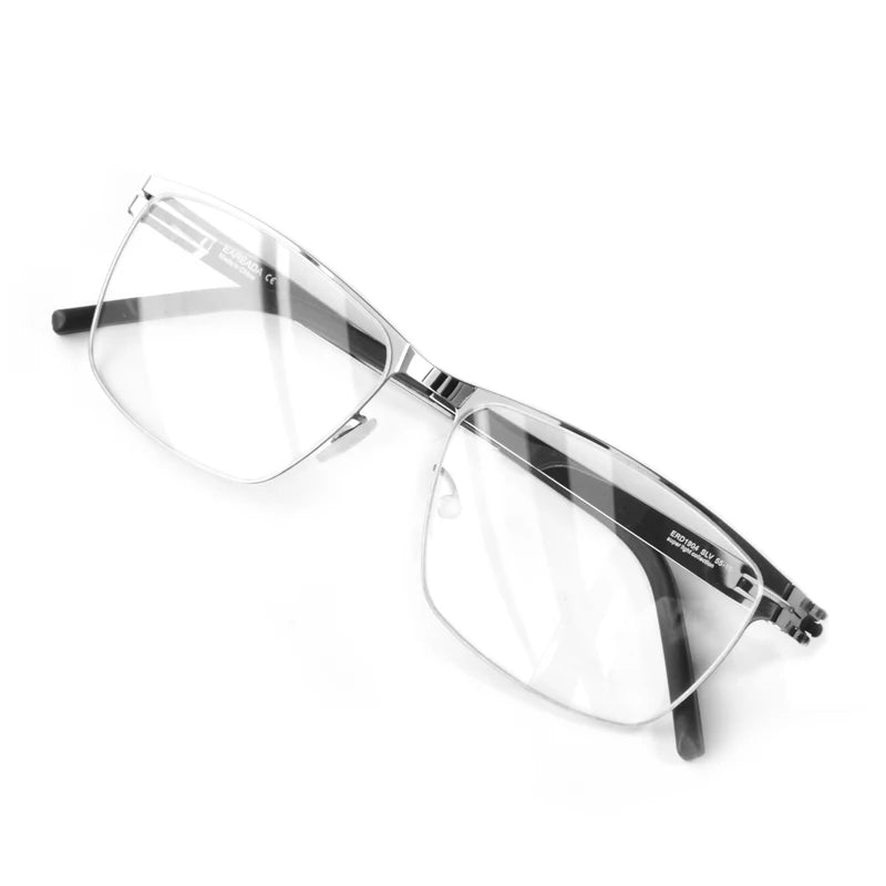 Stainless Steel Screwless Square Eyeglasses