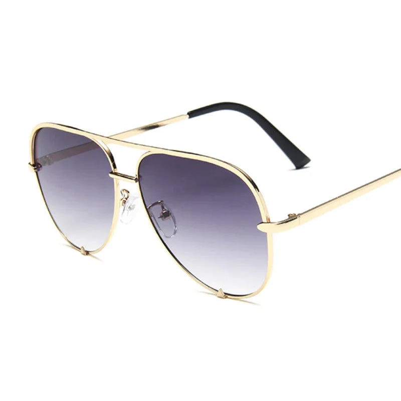 Alloy Aviator Gradient Mirror Sunglasses