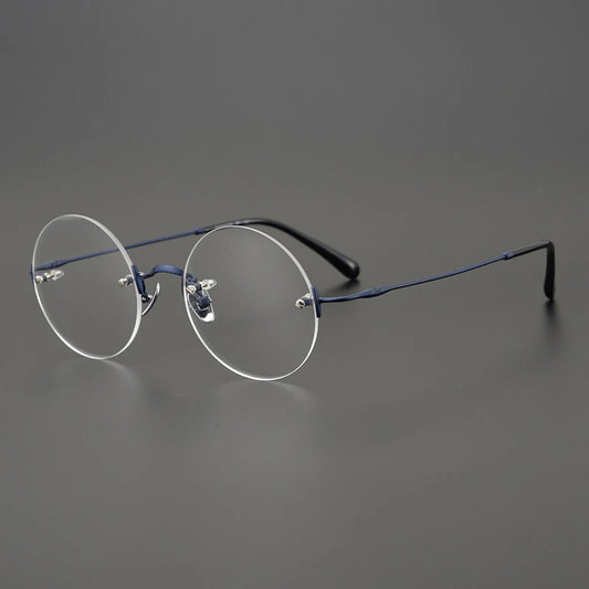 Titanium Rimless Round Prescription Eyeglasses | Ultra-Light Optical Frame for Rx Lenses – CINILY UK