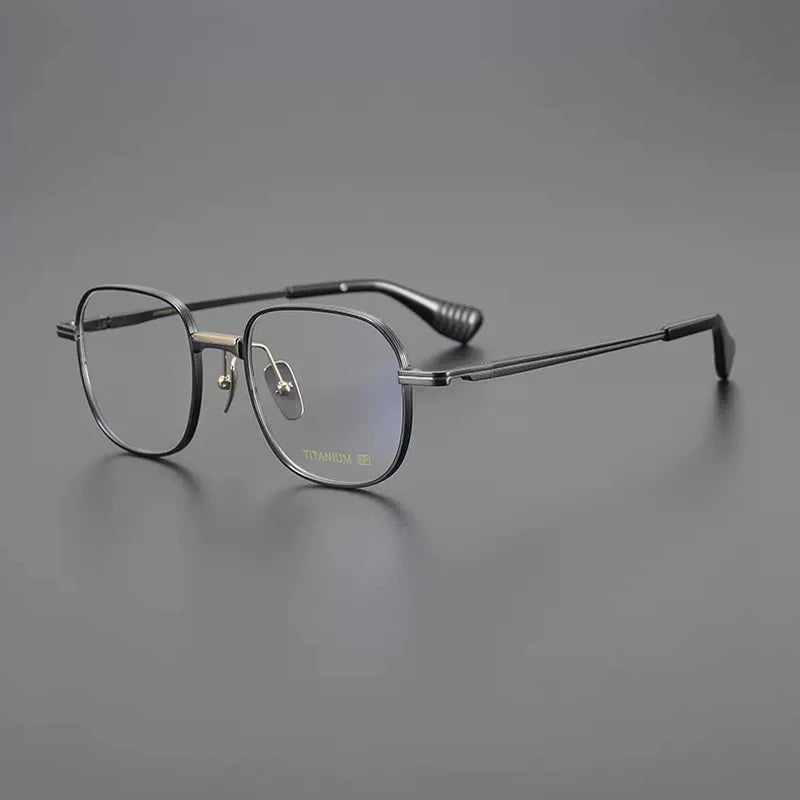 Titanium Geometric Square Eyeglasses