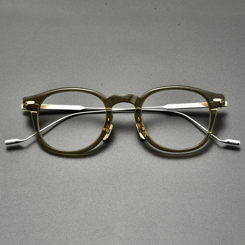 Acetate Titanium Round Prescription Eyeglasses