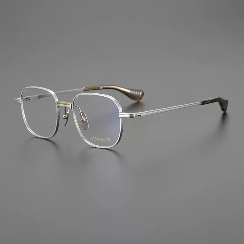 Titanium Geometric Square Eyeglasses