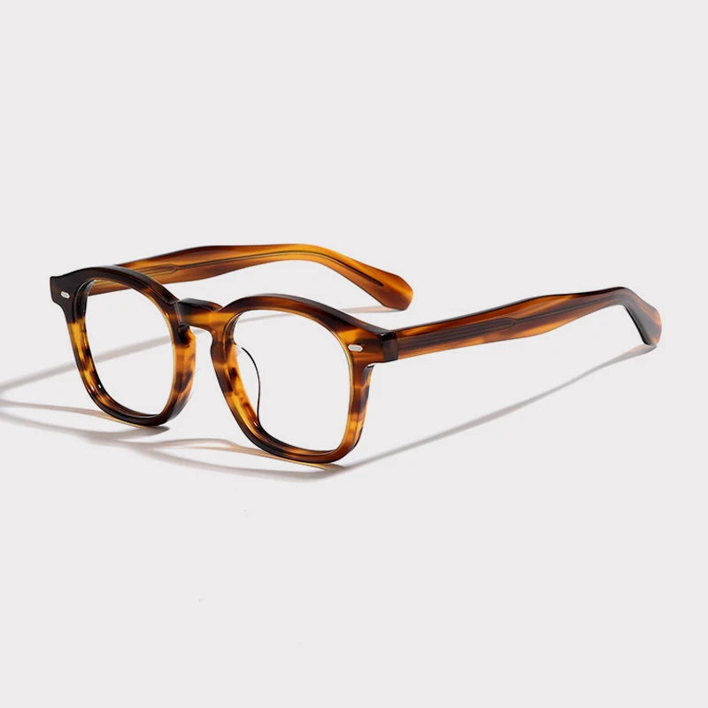 Acetate Amber Square Eyeglasses