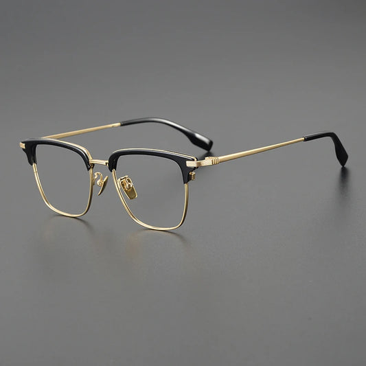 Korean Titanium Browline Square Prescription Eyeglasses | Ultra-Light Optical Frame for Rx Lenses – CINILY UK