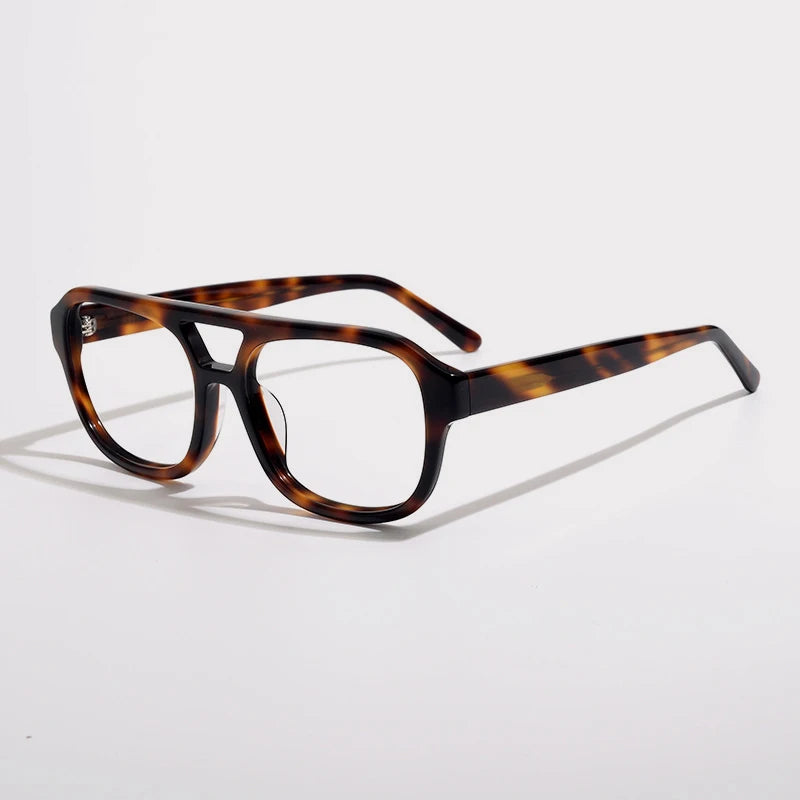 Acetate Tortoise Double-Bridge Pilot Prescription Eyeglasses