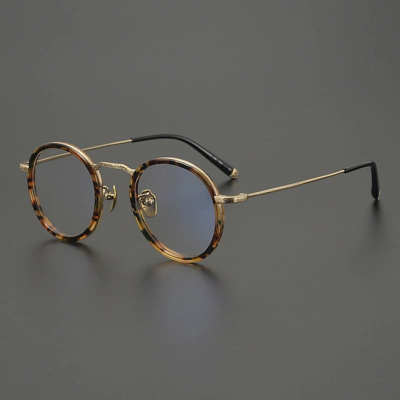 Titanium Tortoise Round Eyeglasses