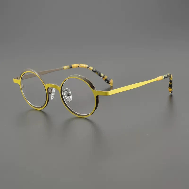 Titanium Colour-Accent Round Prescription Eyeglasses
