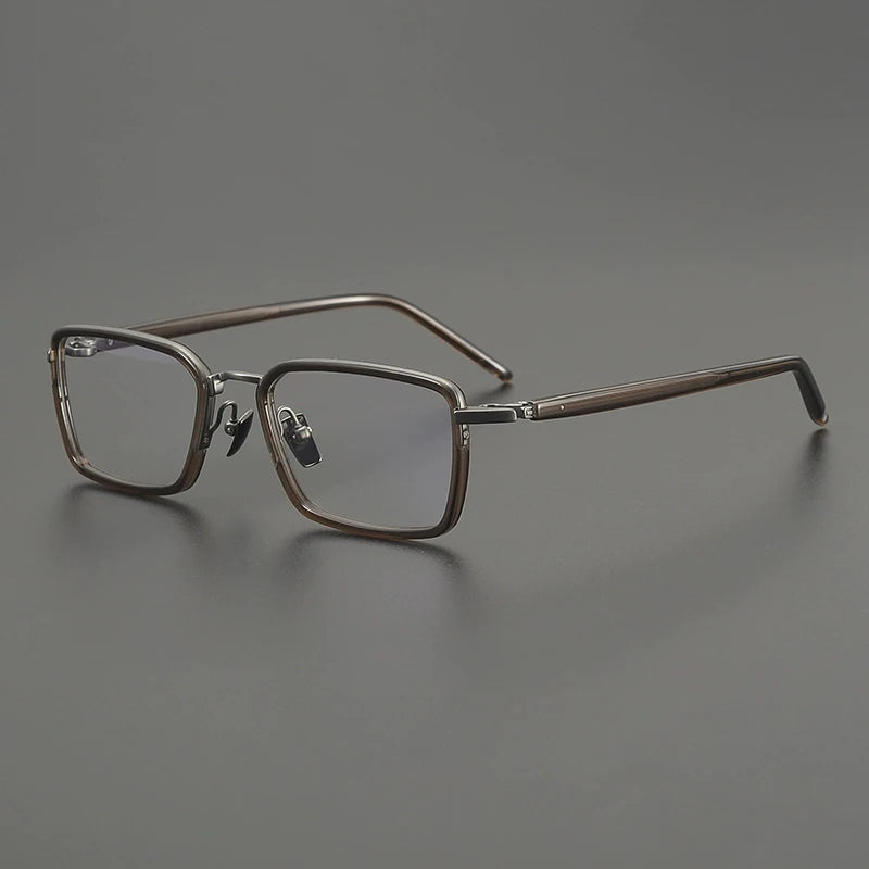 Titanium Acetate Browline Square Prescription Eyeglasses