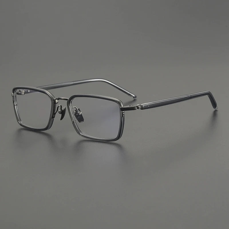 Titanium Acetate Browline Square Prescription Eyeglasses