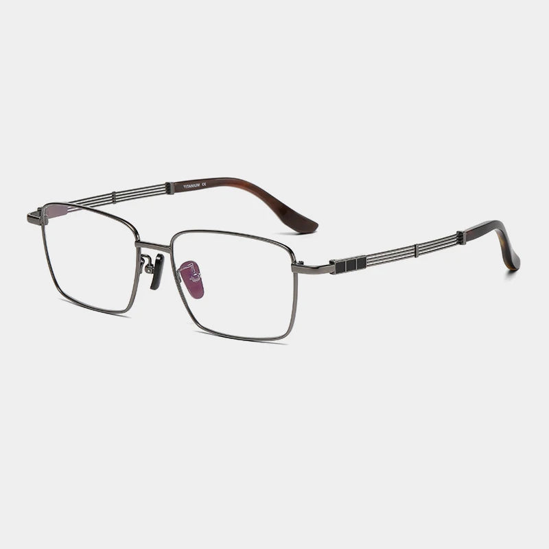 Titanium Wood-Accent Square Eyeglasses
