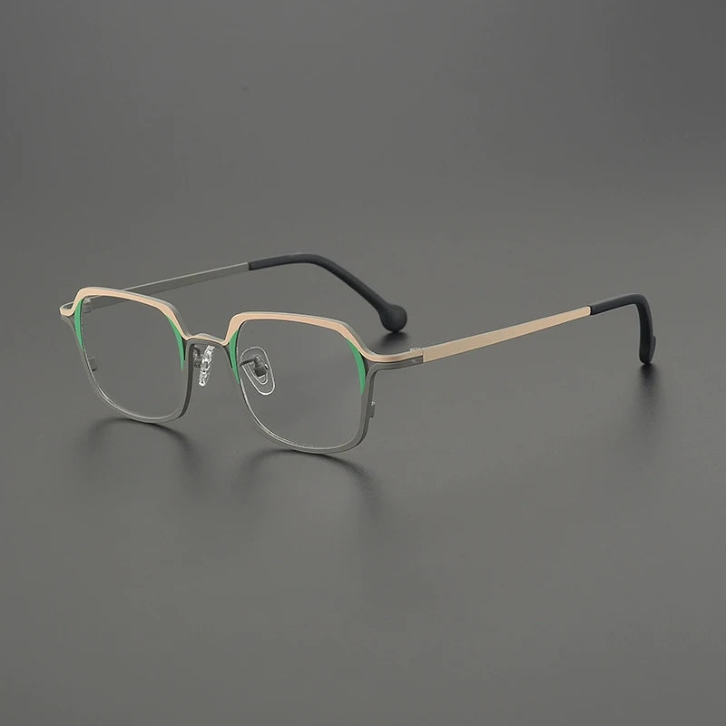 Titanium Colour-Outline Square Prescription Eyeglasses
