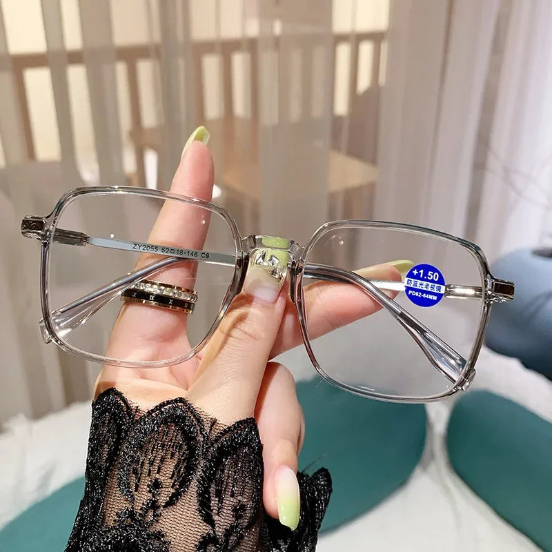 Plastic Oversized Square Blue Light Reading Glasses