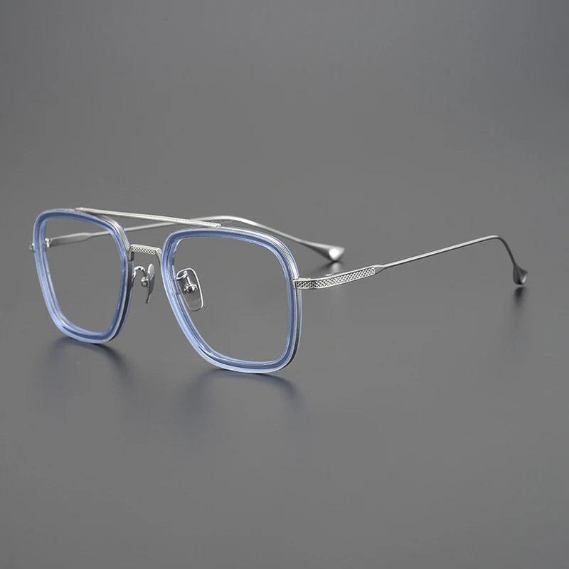 Titanium Acetate Bold Square Prescription Eyeglasses