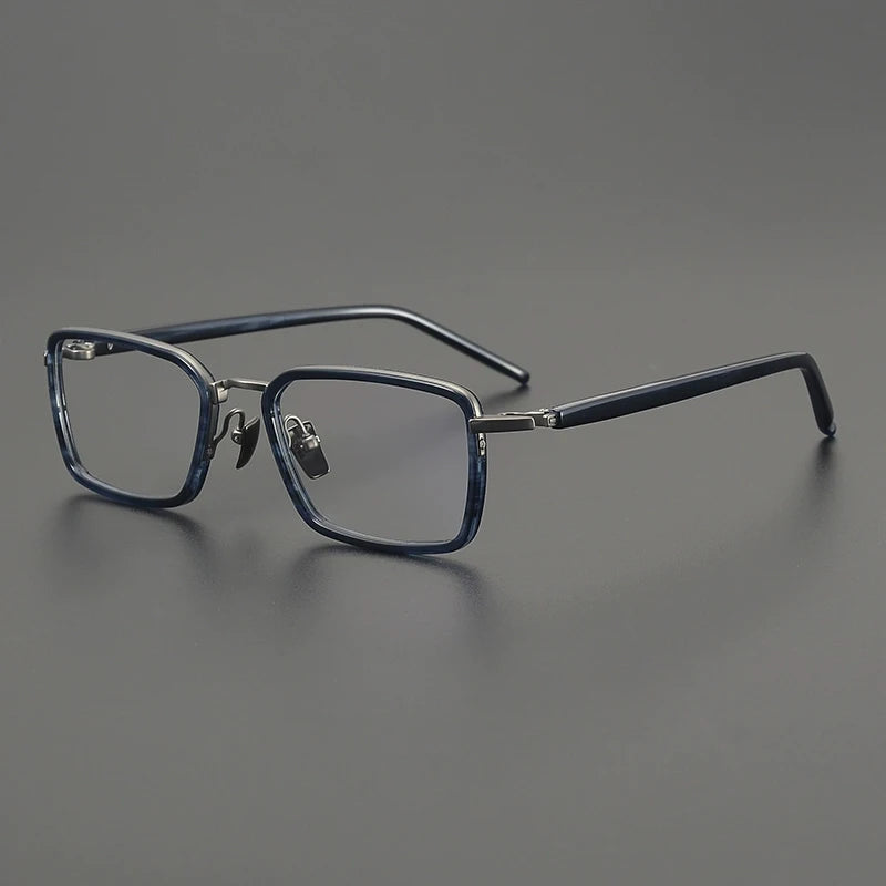 Titanium Acetate Browline Square Prescription Eyeglasses