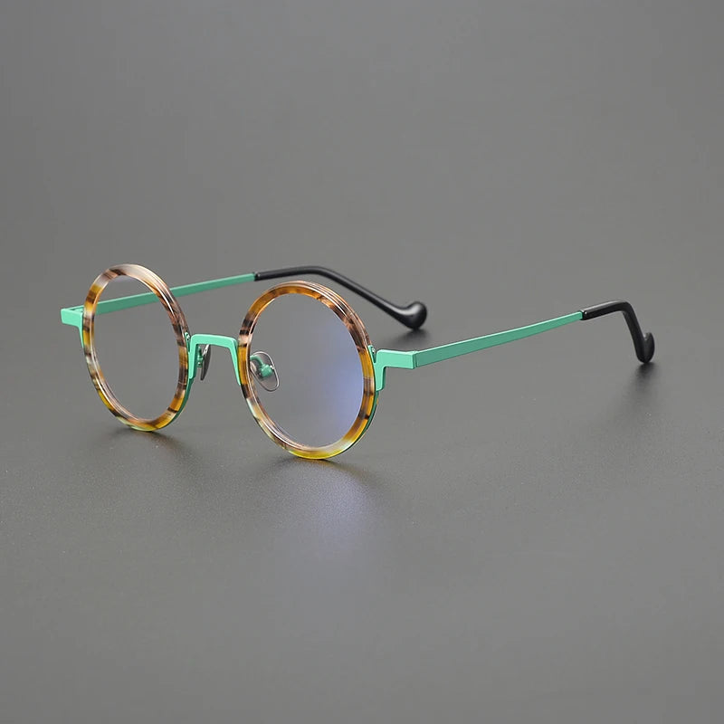 Titanium Amber Round Eyeglasses