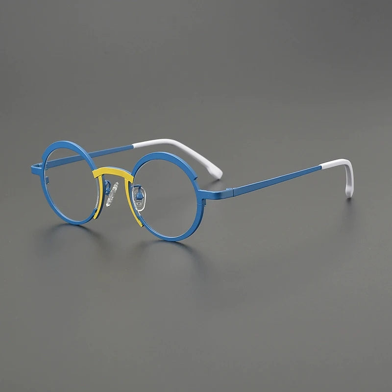 Titanium Colour-Block Round Prescription Eyeglasses