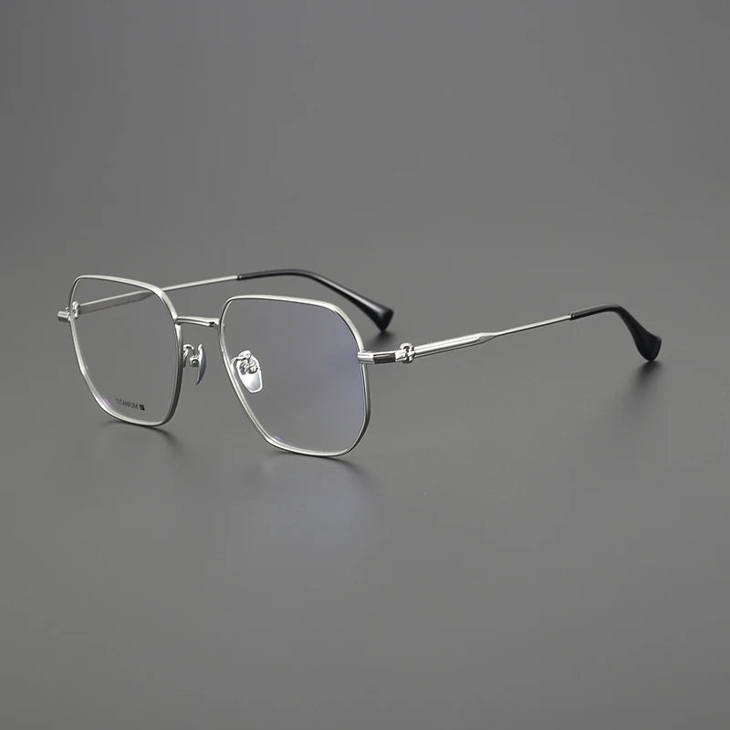 Titanium Oversized Geometric Eyeglasses