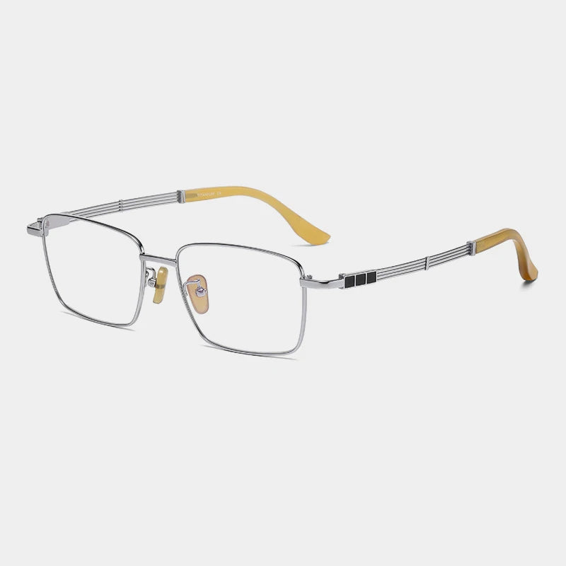 Titanium Wood-Accent Square Eyeglasses