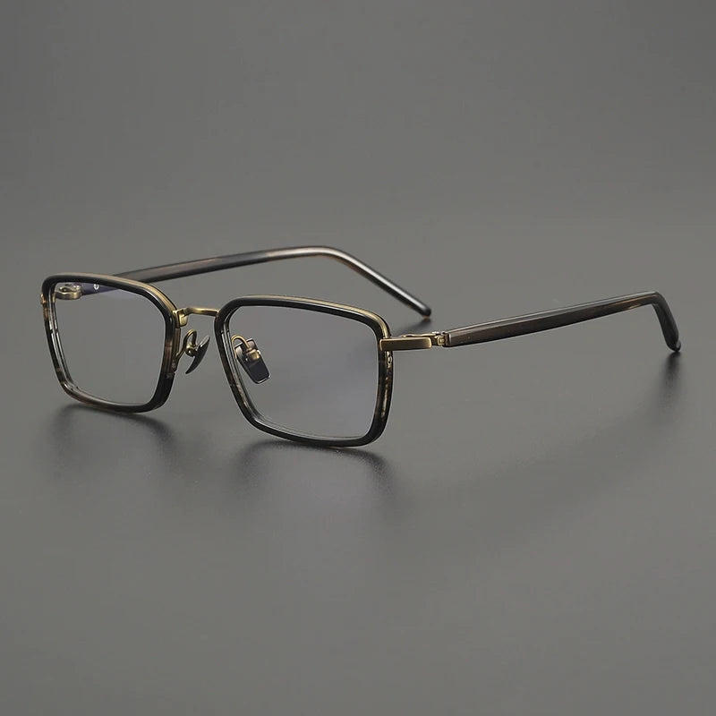 Titanium Acetate Browline Square Prescription Eyeglasses