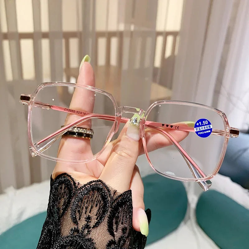 Plastic Oversized Square Blue Light Reading Glasses