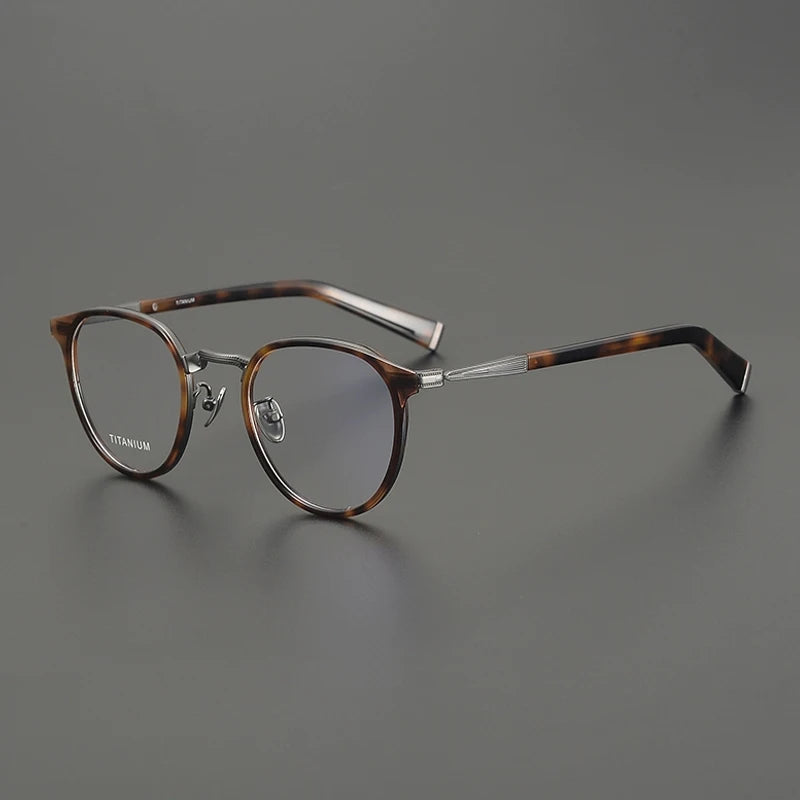 Acetate Titanium Round Prescription Eyeglasses