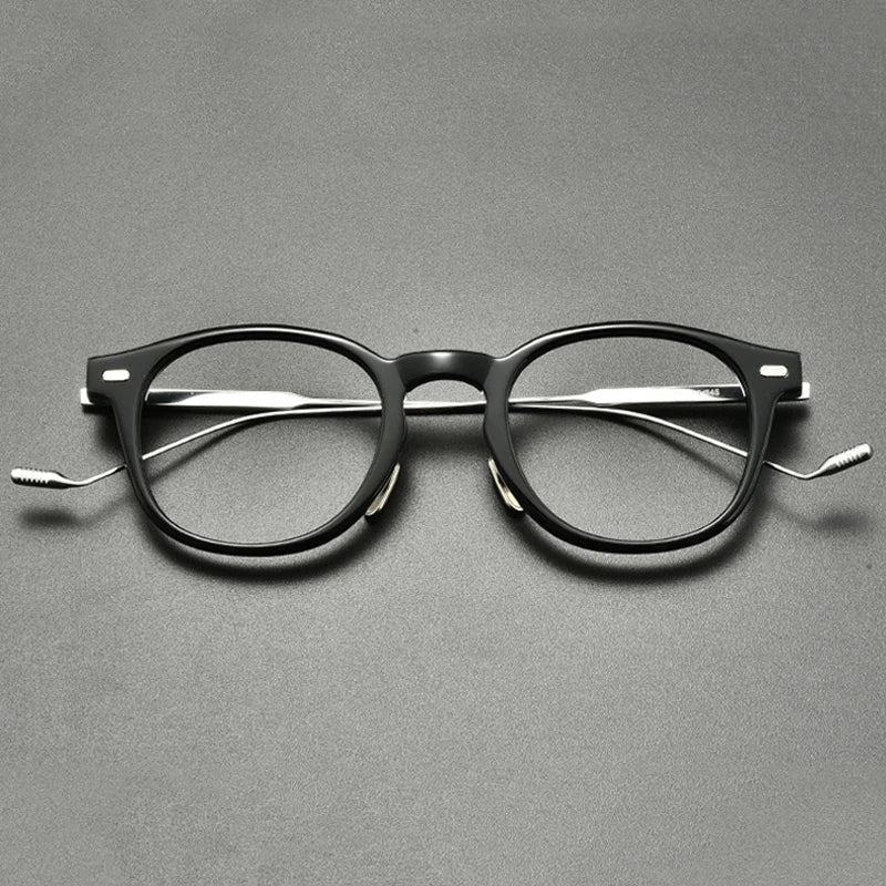 Acetate Titanium Round Prescription Eyeglasses