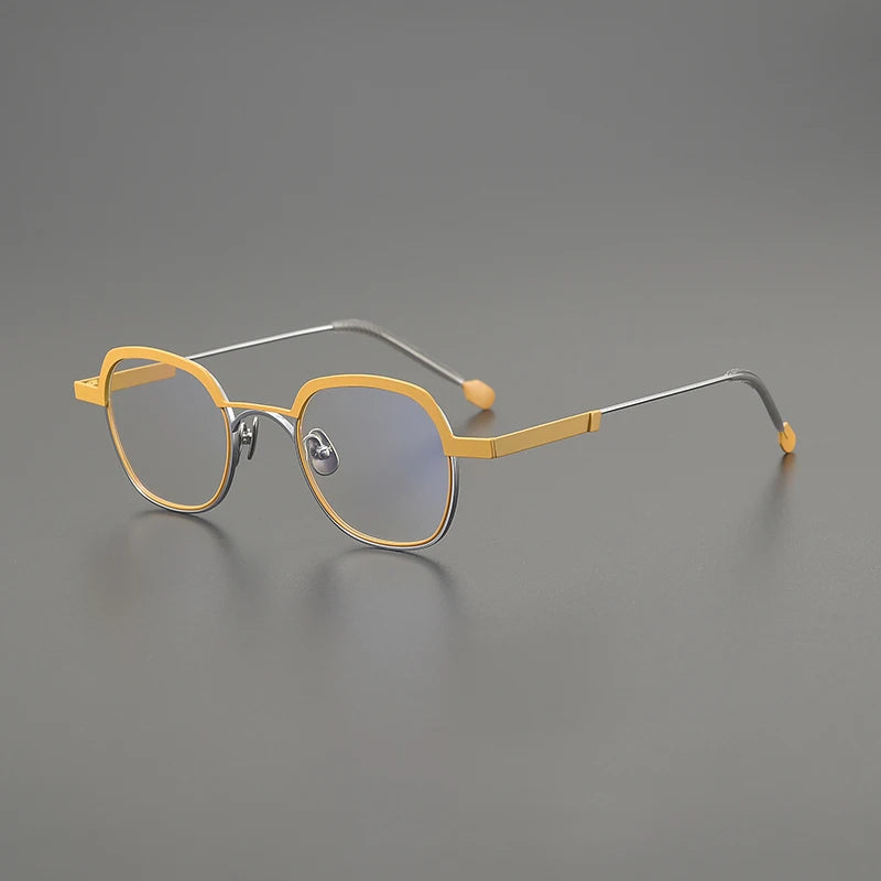 Titanium Mustard Geometric Eyeglasses