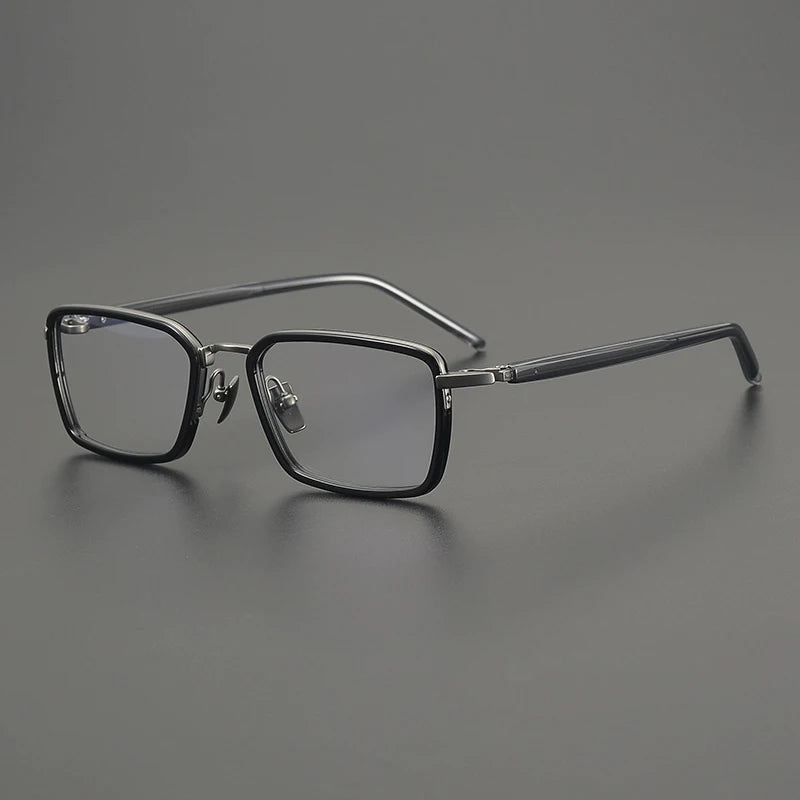 Titanium Acetate Browline Square Prescription Eyeglasses