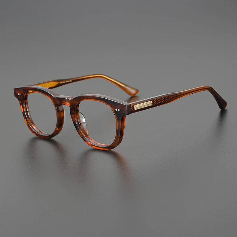 Acetate Amber Round Prescription Eyeglasses