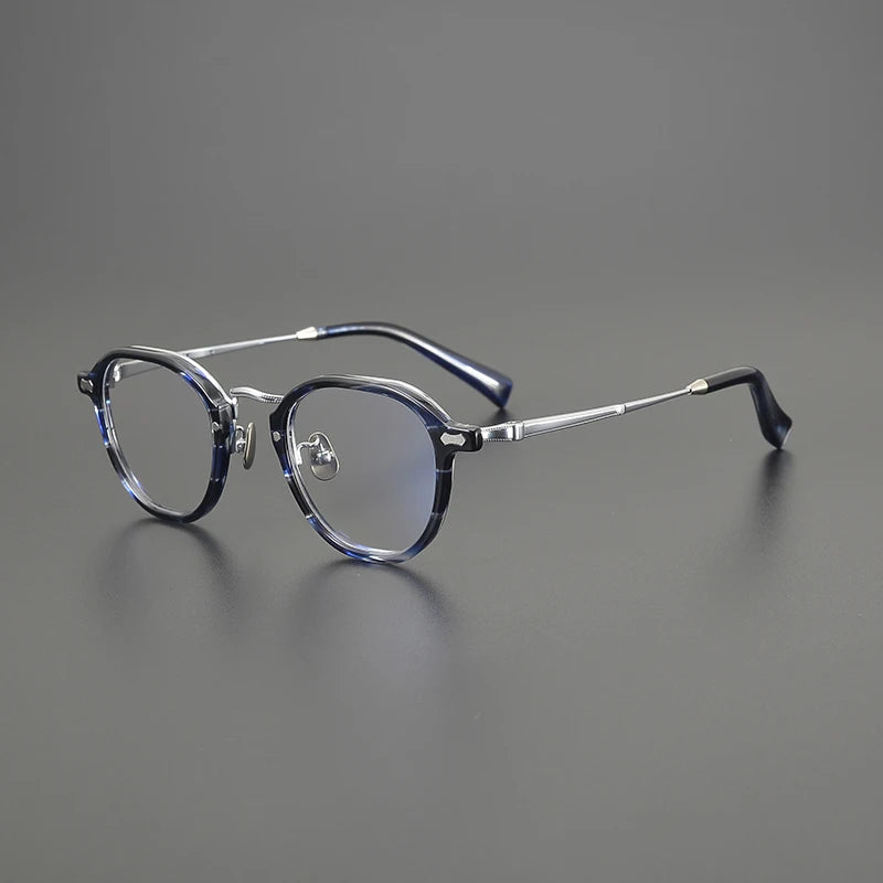 Titanium Marbled Round Prescription Eyeglasses