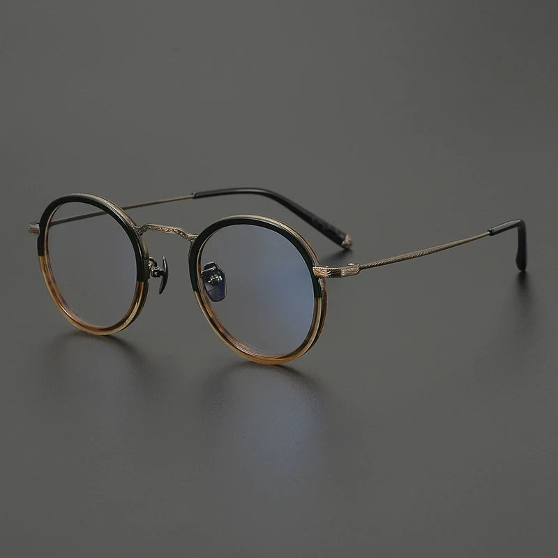 Titanium Tortoise Round Eyeglasses