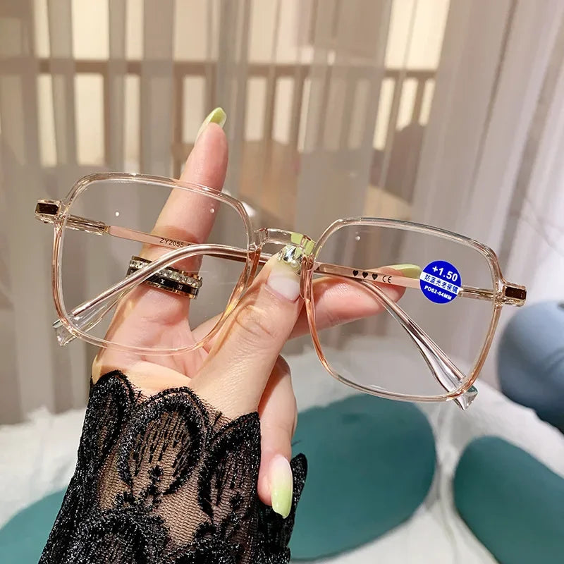 Plastic Oversized Square Blue Light Reading Glasses