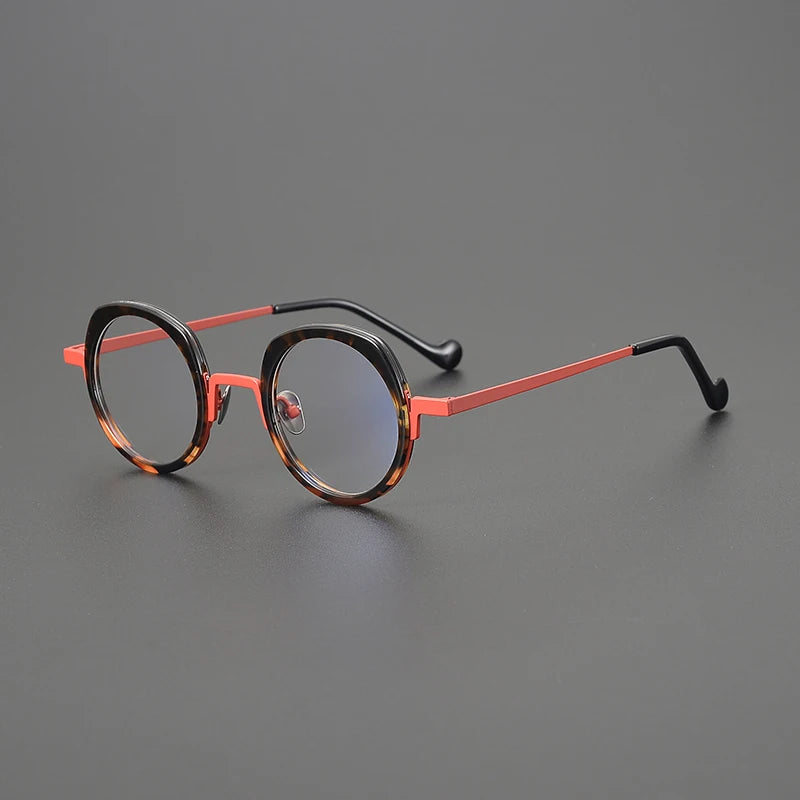 Titanium Colour-Accent Round Prescription Eyeglasses