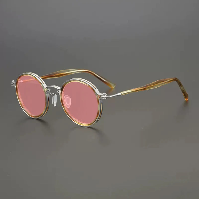 Vintage Round Polarised Sunglasses with UV400 Protection and Titanium Detail