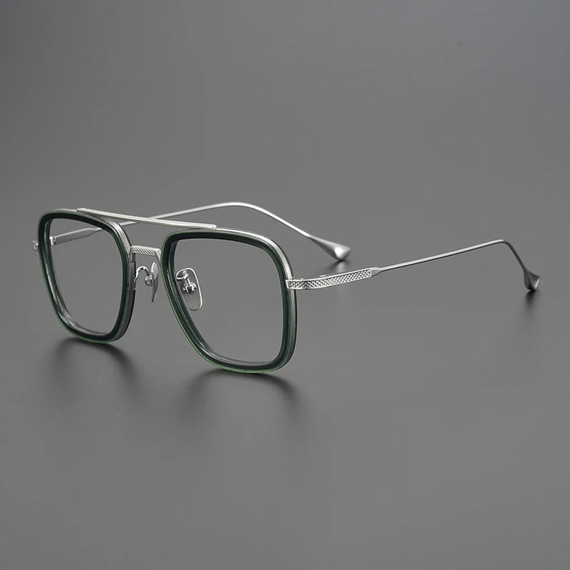 Titanium Acetate Bold Square Prescription Eyeglasses