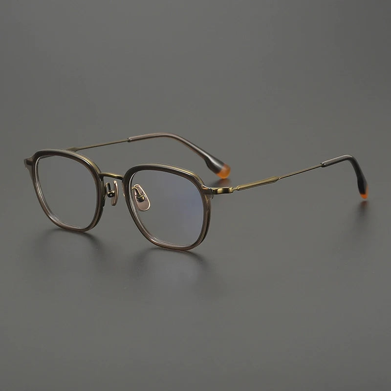 Titanium Tortoise Round Eyeglasses