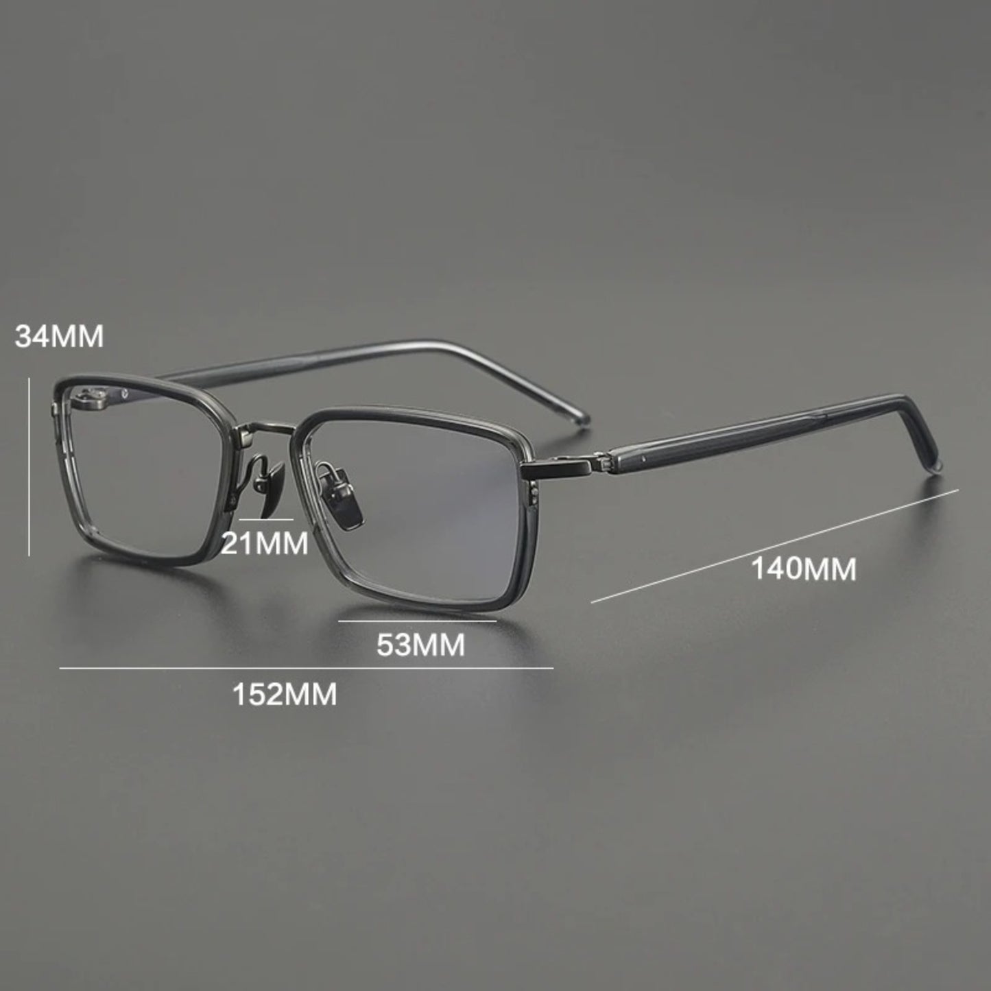 Titanium Acetate Browline Square Prescription Eyeglasses