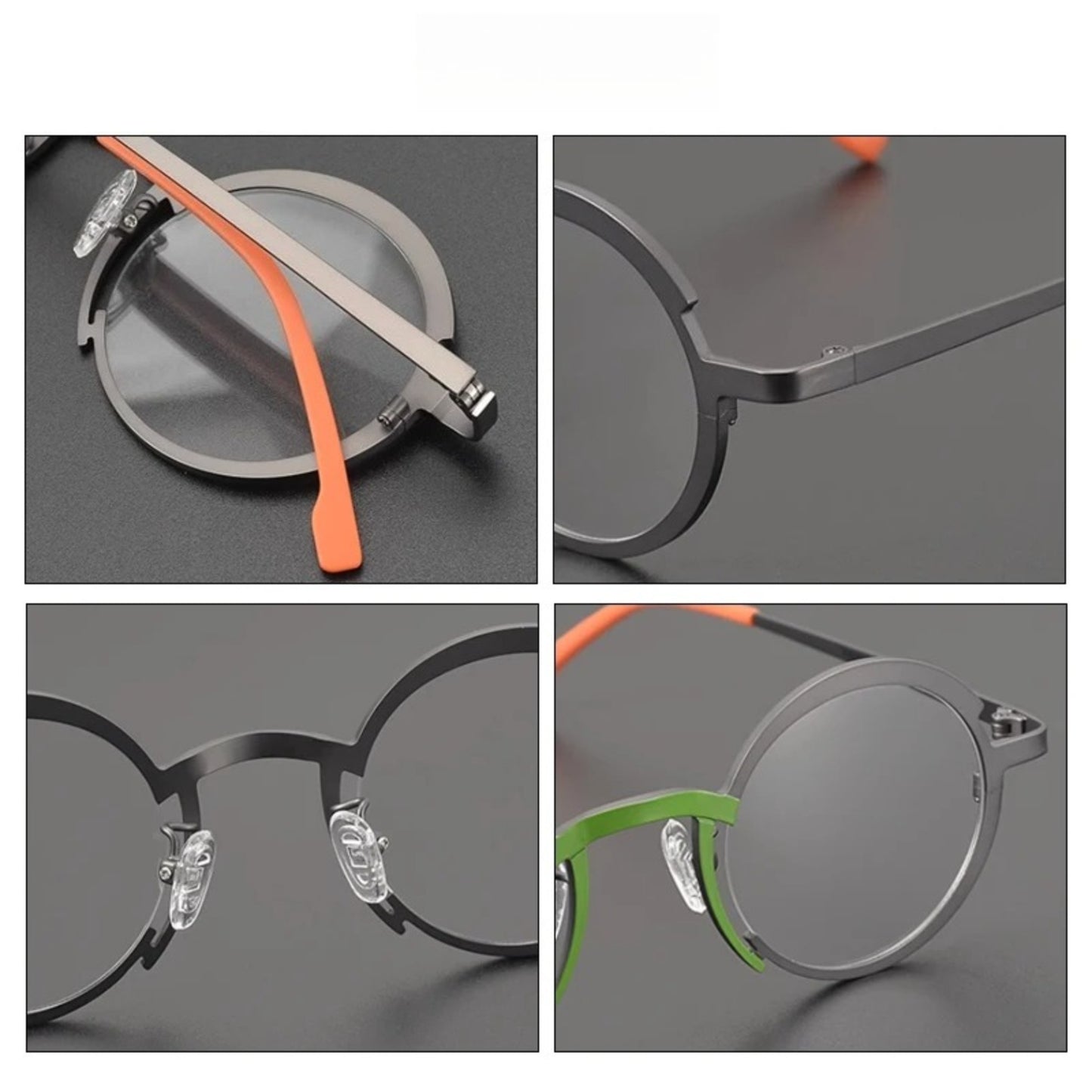 Titanium Colour-Block Round Prescription Eyeglasses